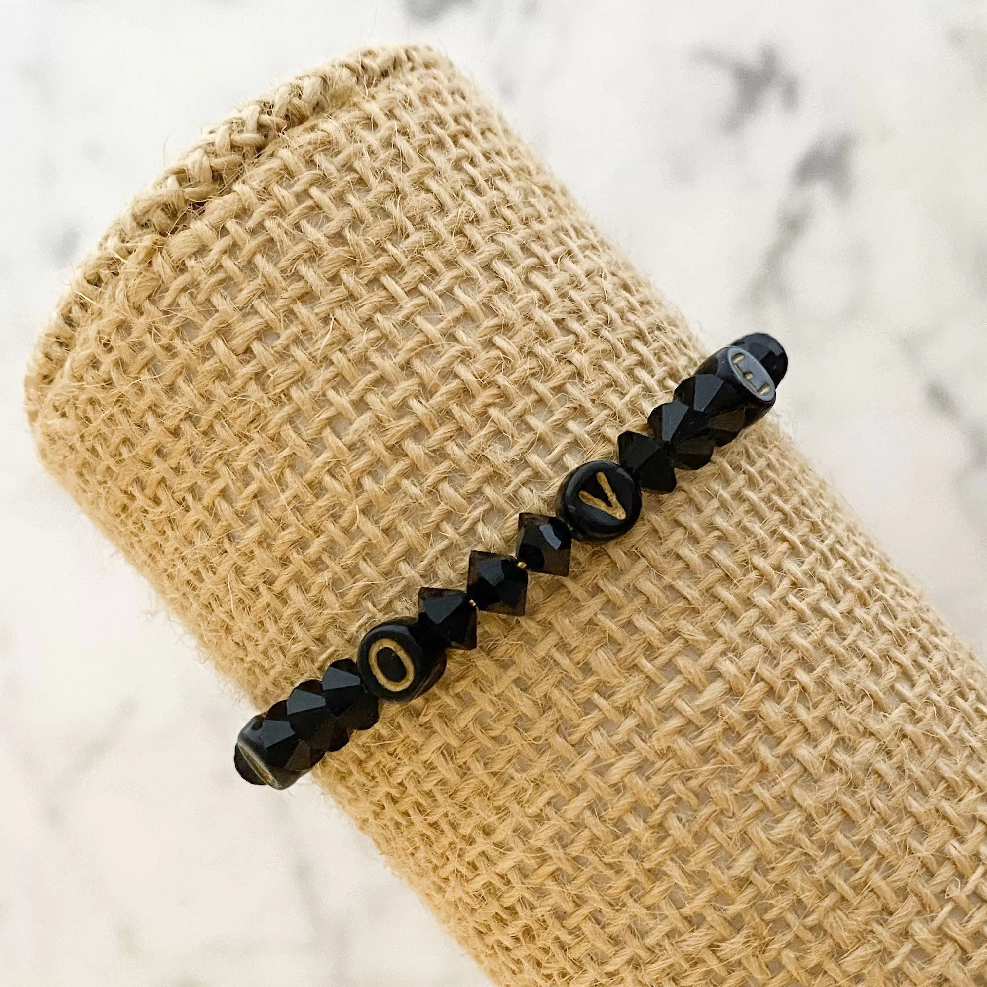 HARPER black beaded love bracelet