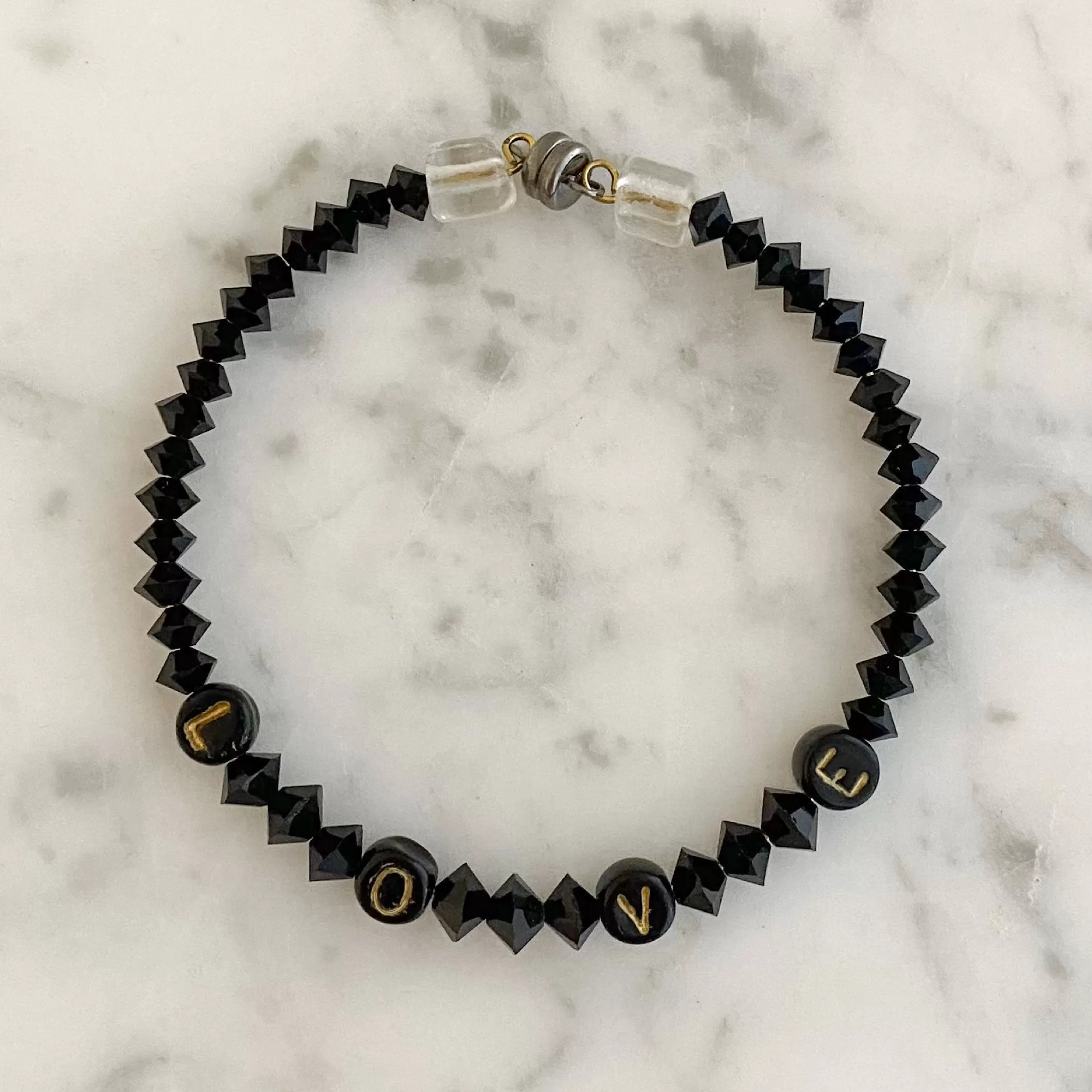 HARPER black beaded love bracelet