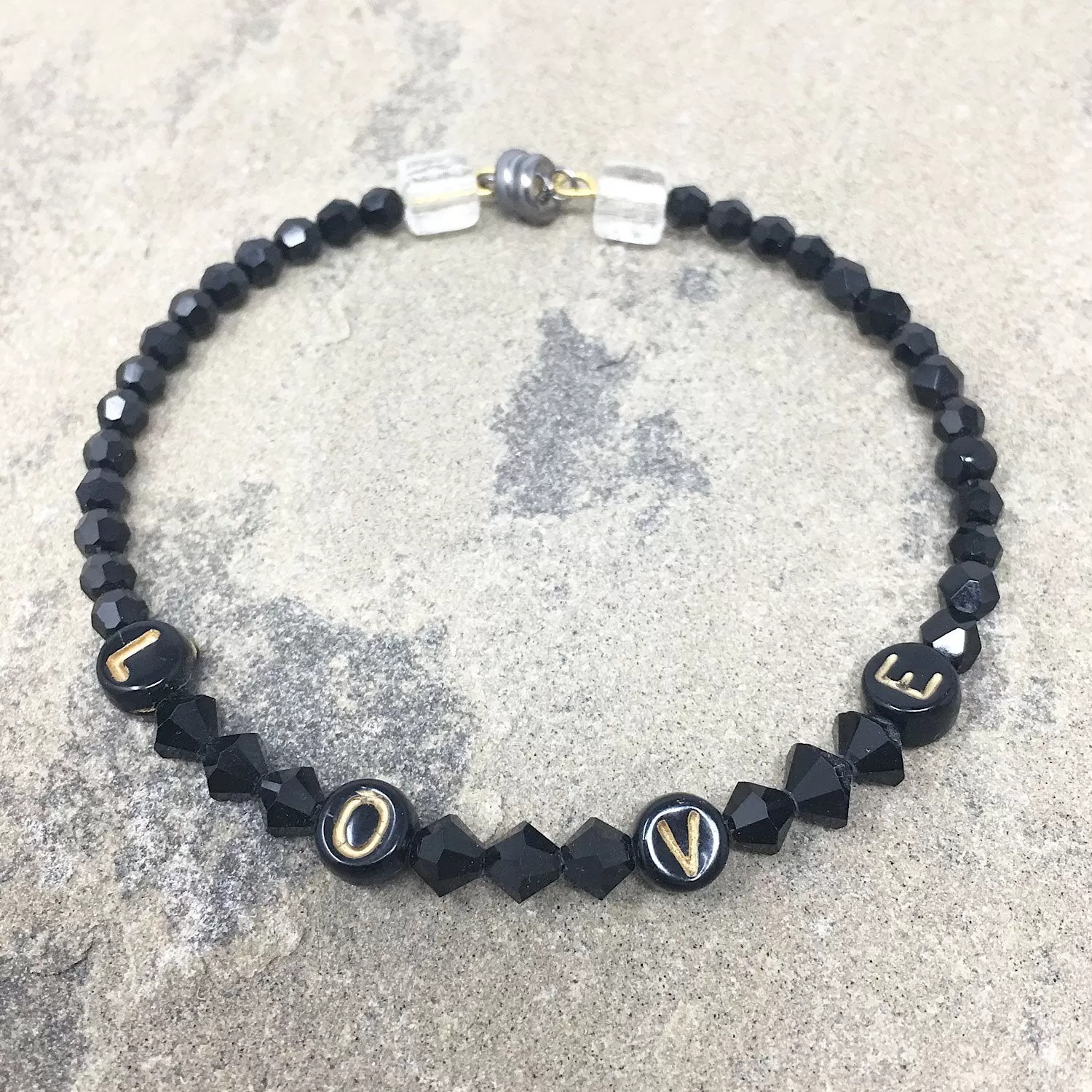 HARPER black beaded love bracelet