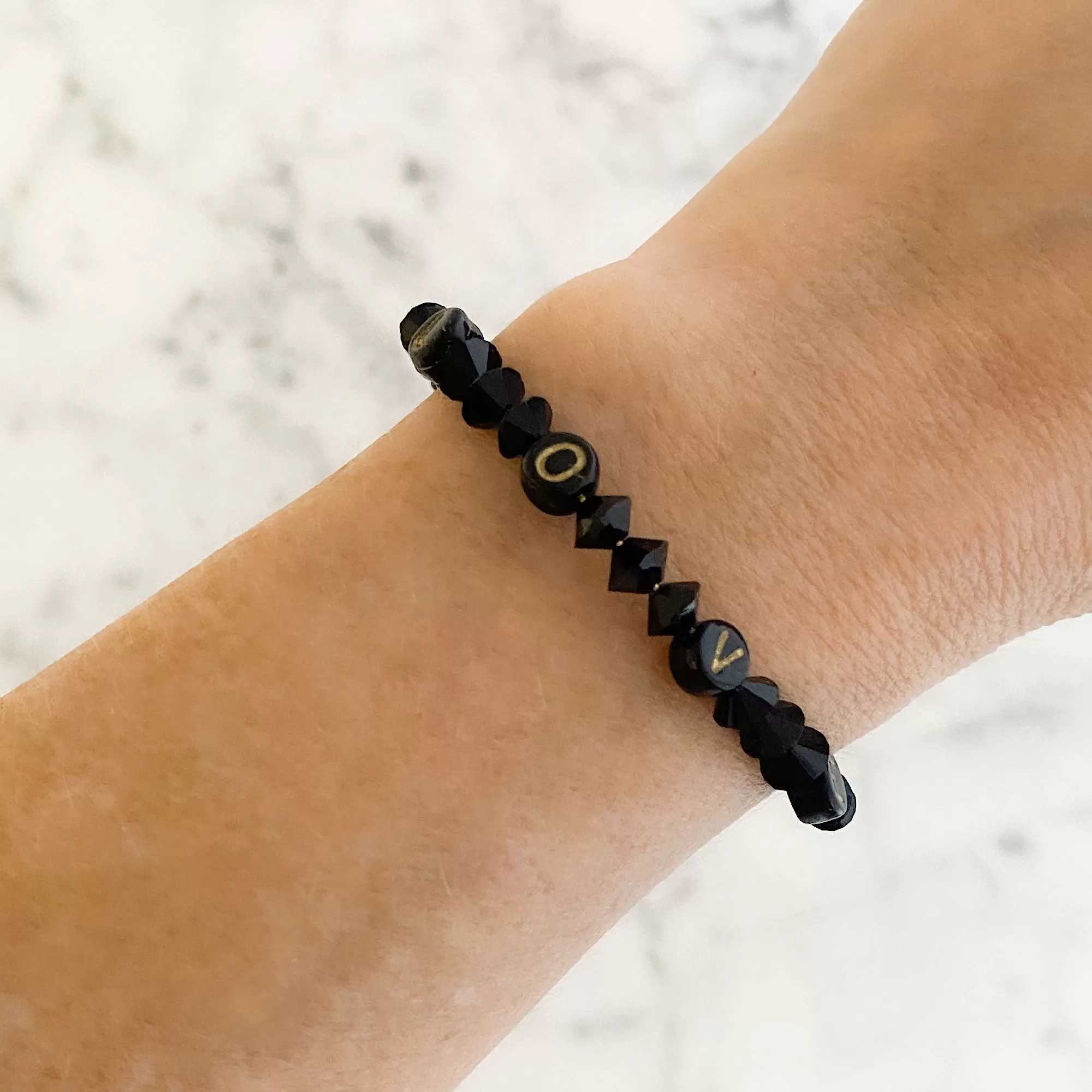 HARPER black beaded love bracelet