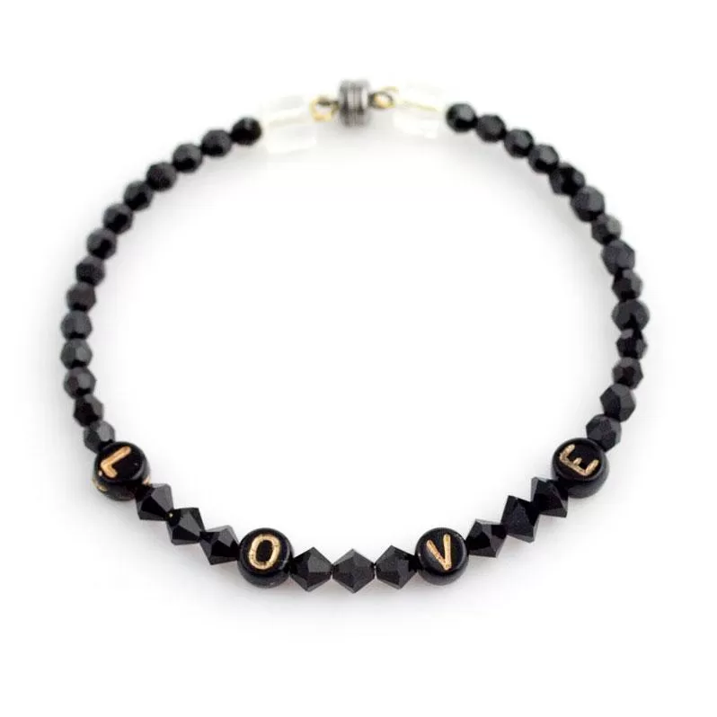 HARPER black beaded love bracelet