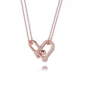 Heart Lock Design Necklace Rose Gold color Plated on 925 Sterling silver