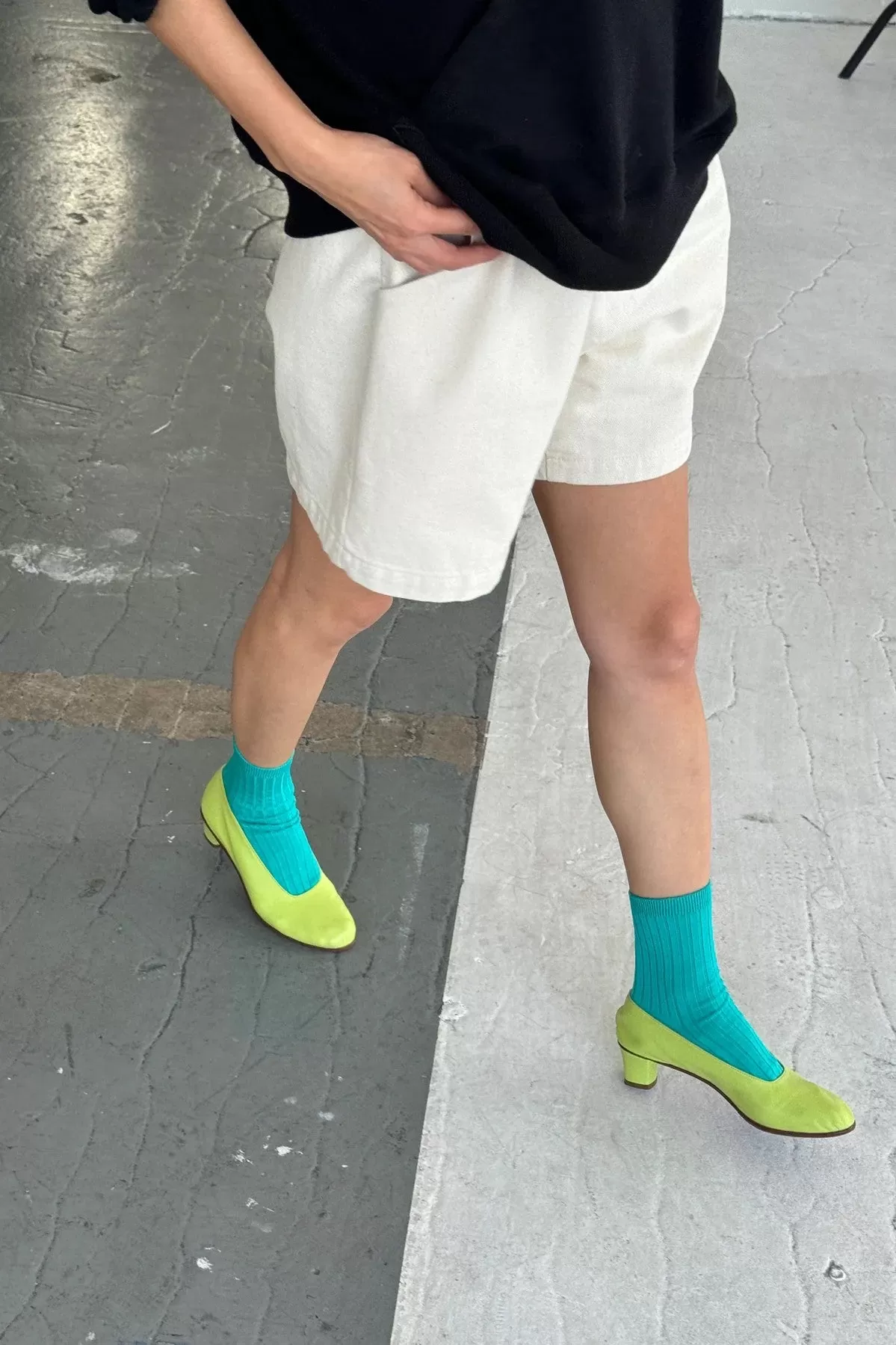 Her Socks in Turquoise