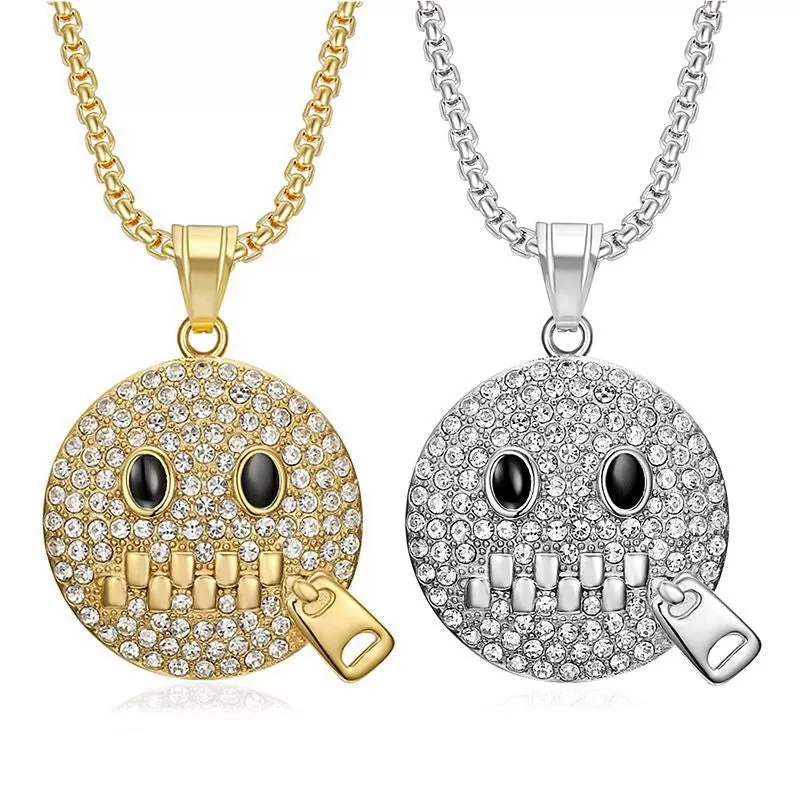 Hip Hop Shut up Zircon Expression Pendant