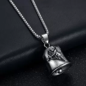 Hip hop titanium steel punk motorcycle angel Cupid wings exorcism bell pet bell pendant