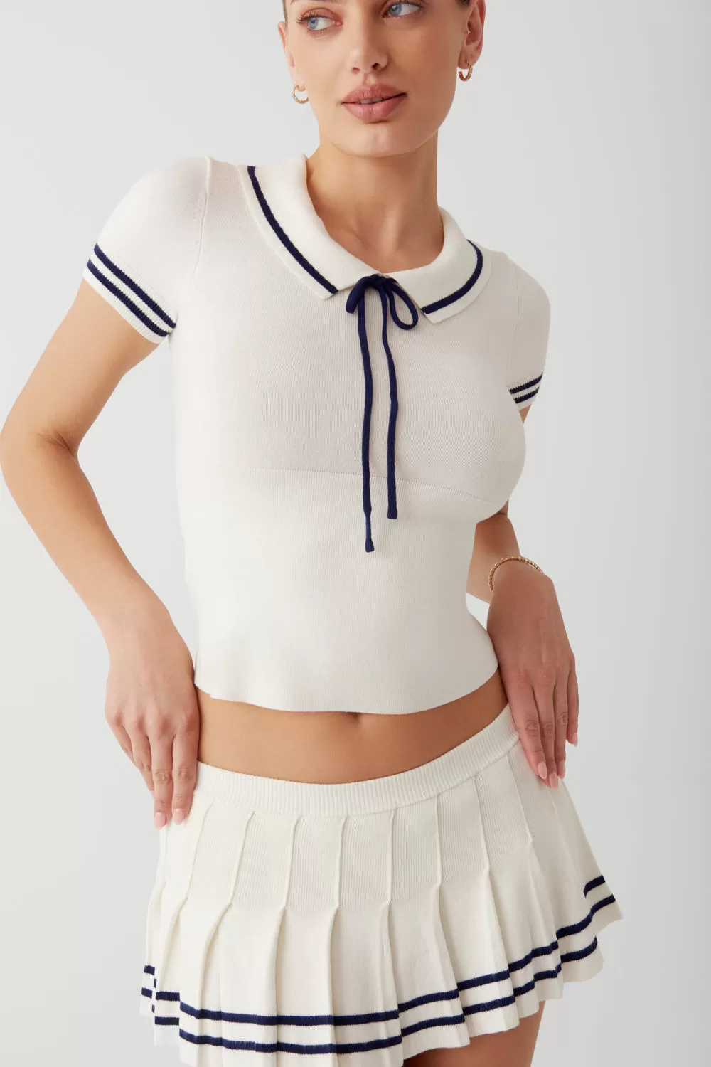 Honeymoon Knit Pleated Skort - Sugar