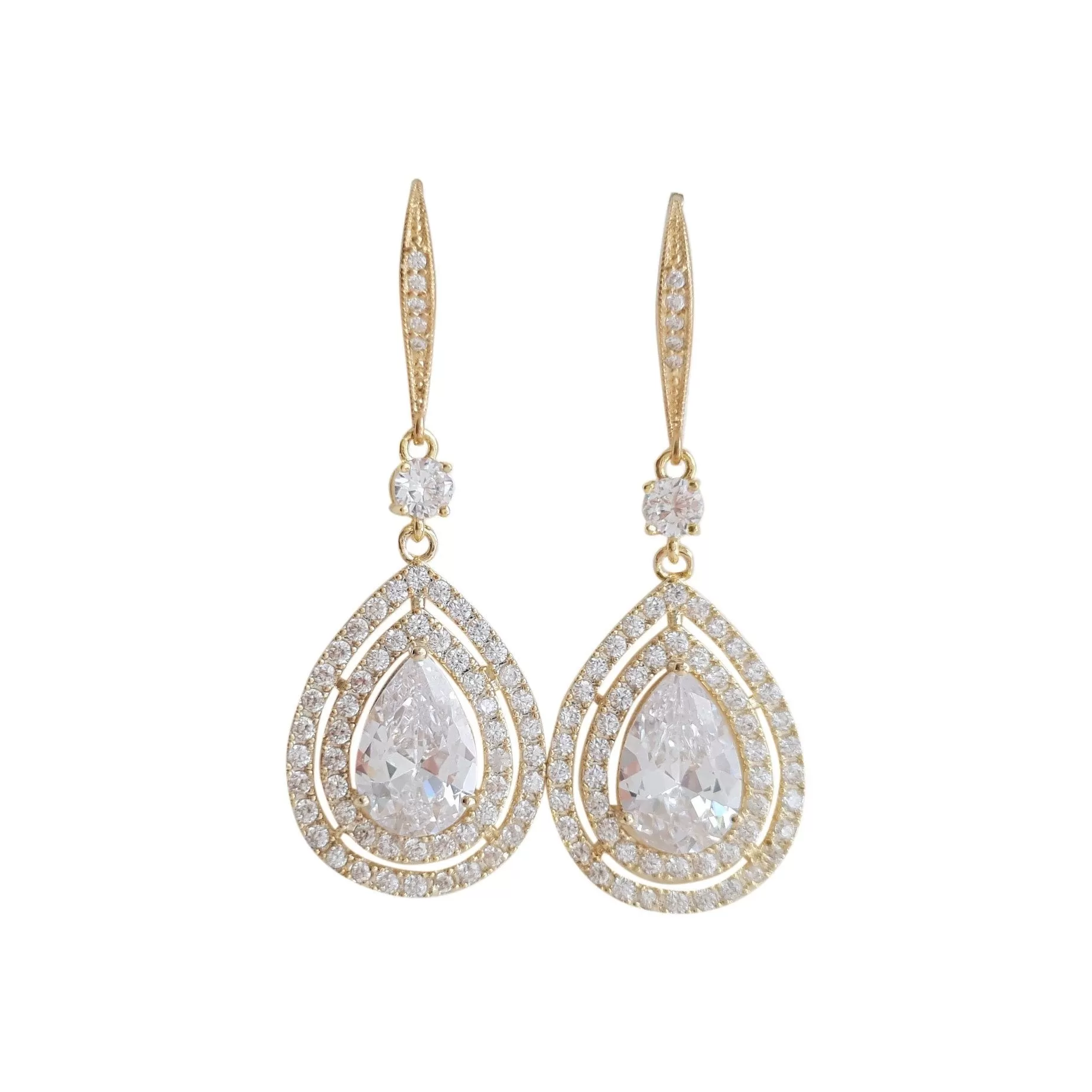 Hook Earrings With Teardrops in Gold-Joni