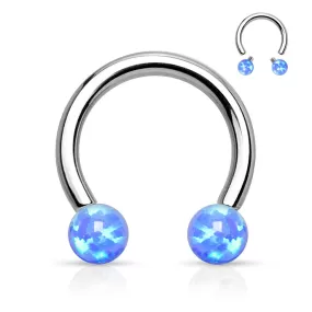 Horseshoe - 16g 5/16(8MM) Opal Blue