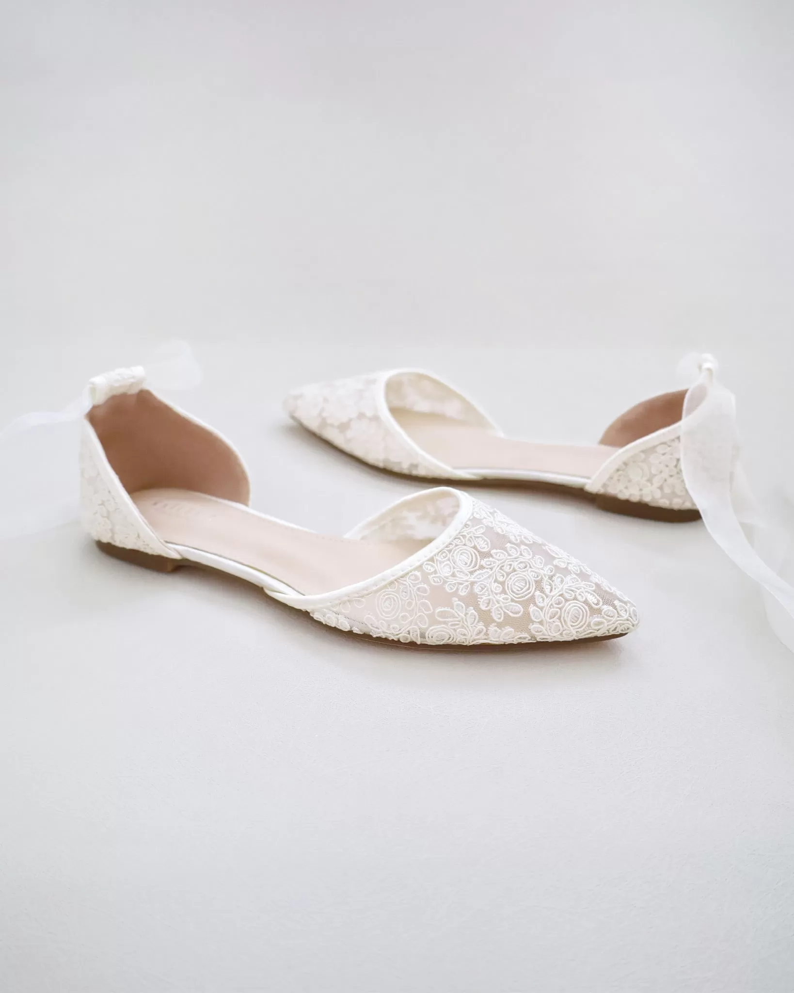 Ivory Crochet Lace Pointy Toe with Ballerina Lace Up