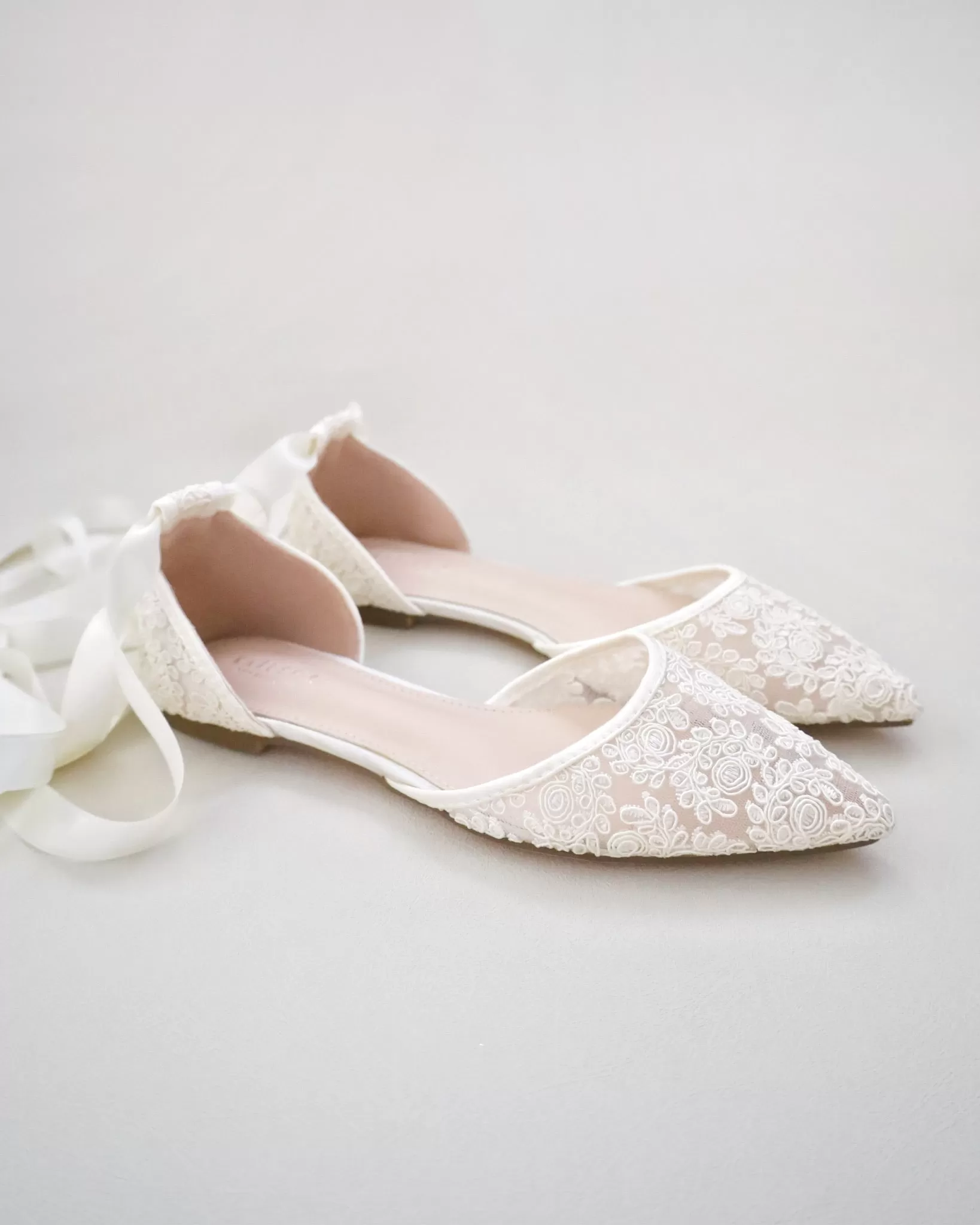 Ivory Crochet Lace Pointy Toe with Ballerina Lace Up