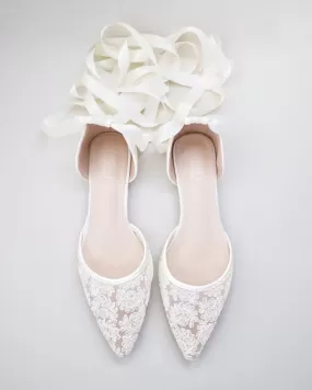 Ivory Crochet Lace Pointy Toe with Ballerina Lace Up