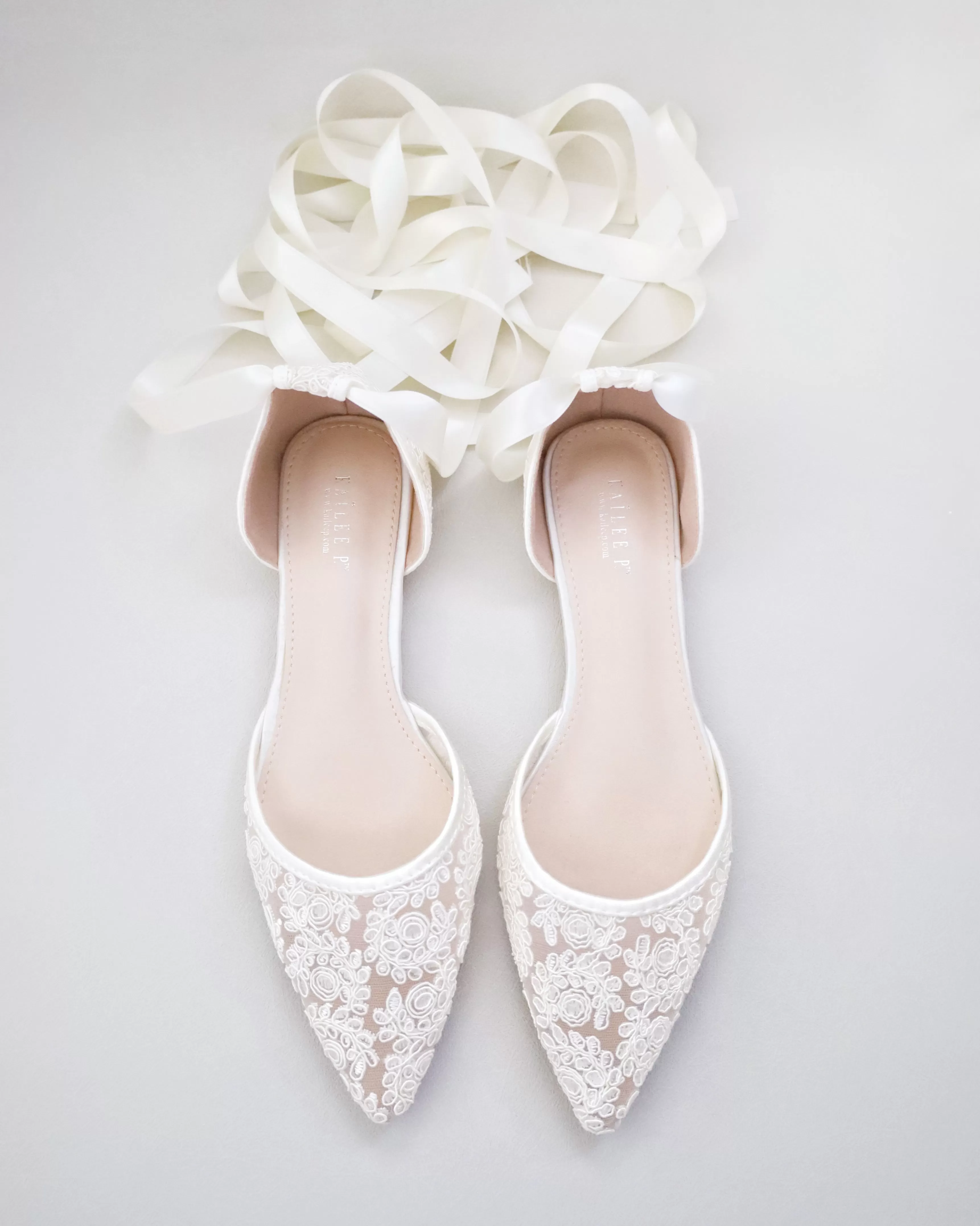 Ivory Crochet Lace Pointy Toe with Ballerina Lace Up