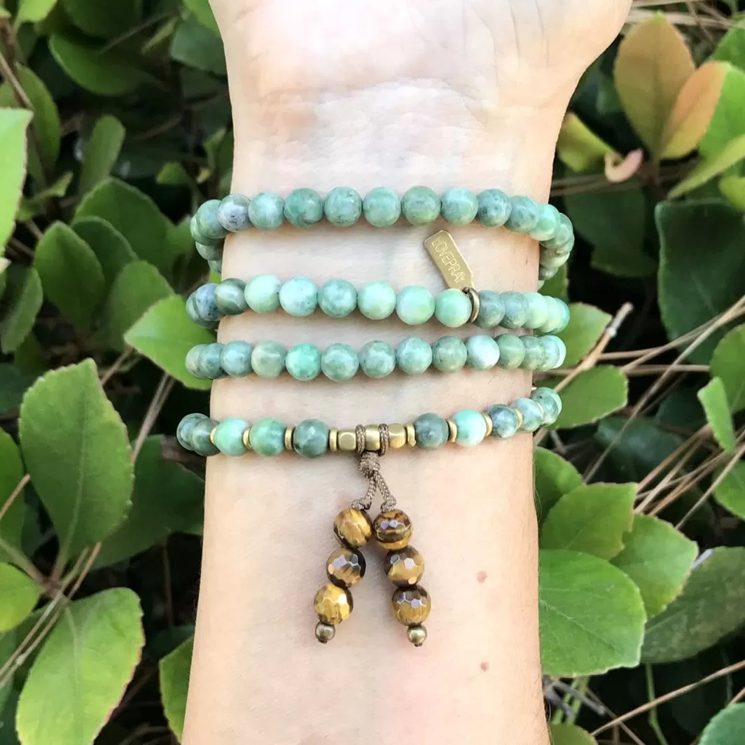 Jade Mala Beads, Wrap 108 Bead Mala Bracelet or Necklace