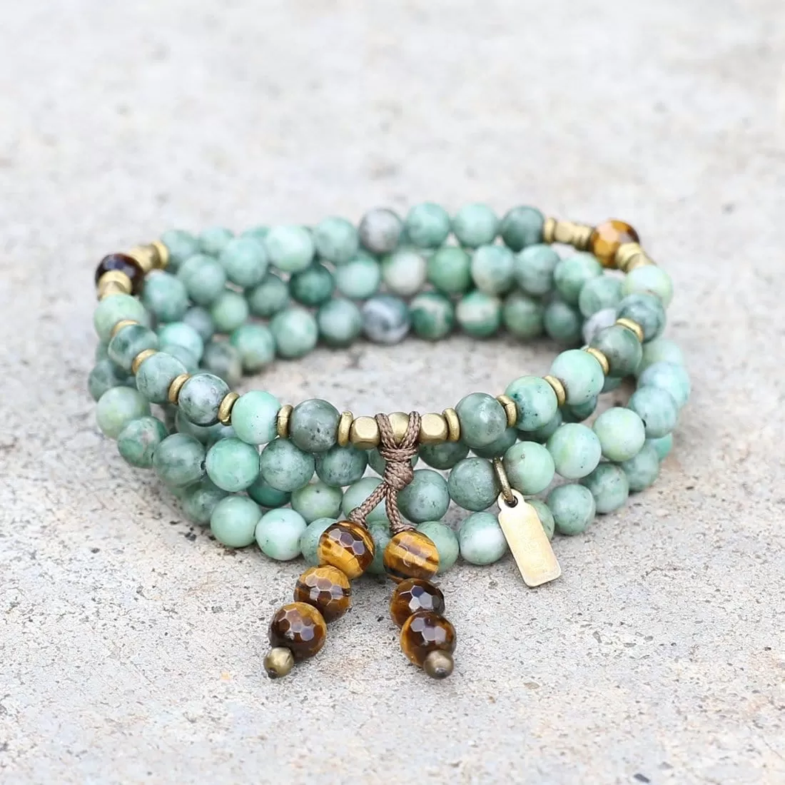 Jade Mala Beads, Wrap 108 Bead Mala Bracelet or Necklace