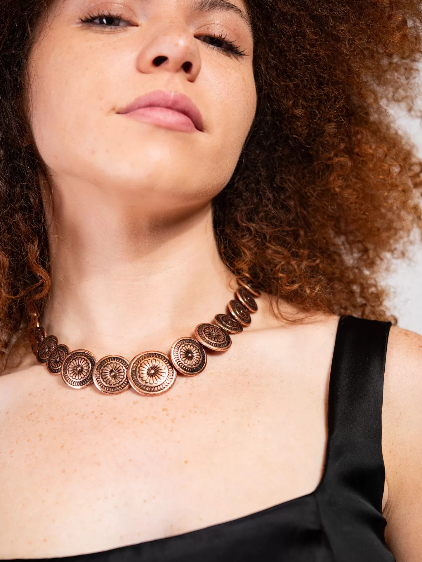 Jeanne Sunburst Design Adjustable Concho Necklace