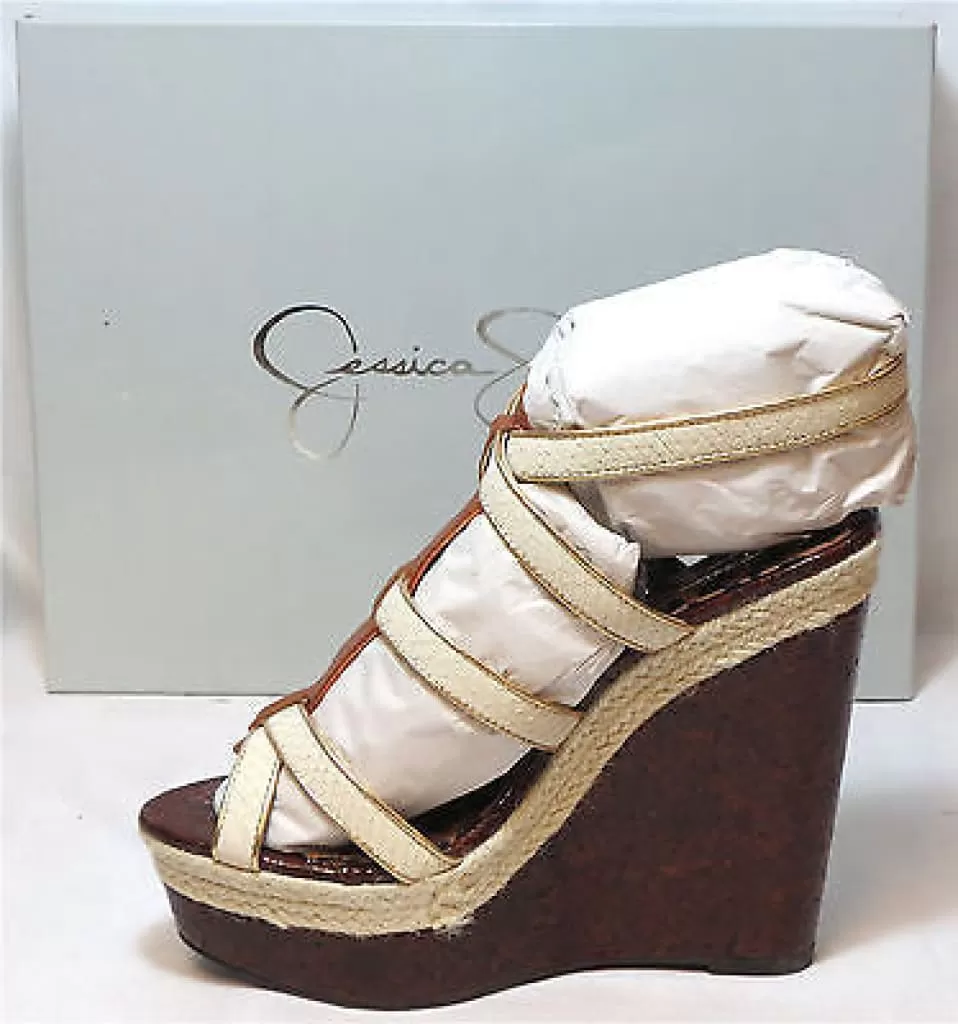 JESSICA SIMPSON Women's •Ginny• Wedge Sandal - White/Multi