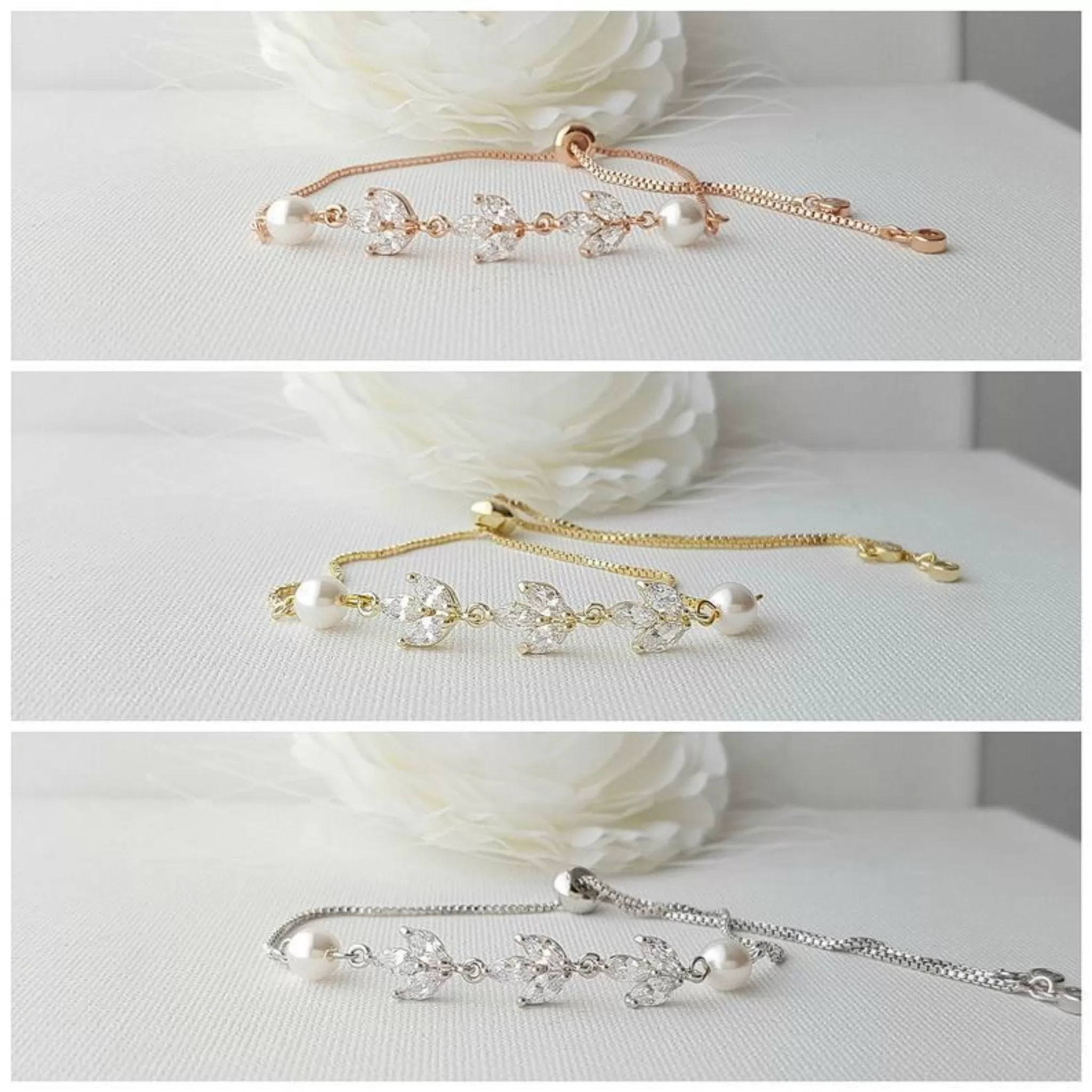 Jewelry Set for brides in Simple Design- Rose Gold- Leila