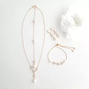 Jewelry Set for brides in Simple Design- Rose Gold- Leila