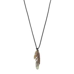 JOHN VARVATOS STERLING SILVER, BRASS AND BRONZE TRIPLE LEAF PENDANT NECKLACE