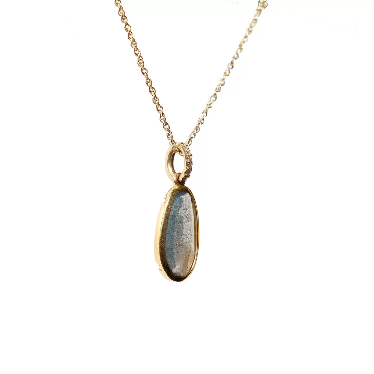 Labradorite and Pave Diamond Pendant