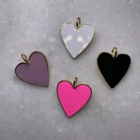 Large Enamel Heart Charms-Assorted