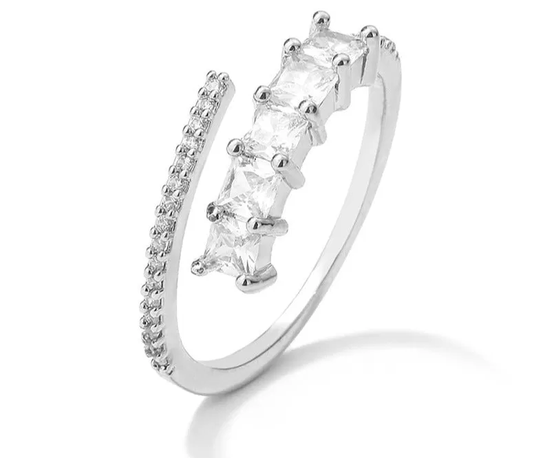 Layered Unique Zirconia Adjustable Shiny Ring