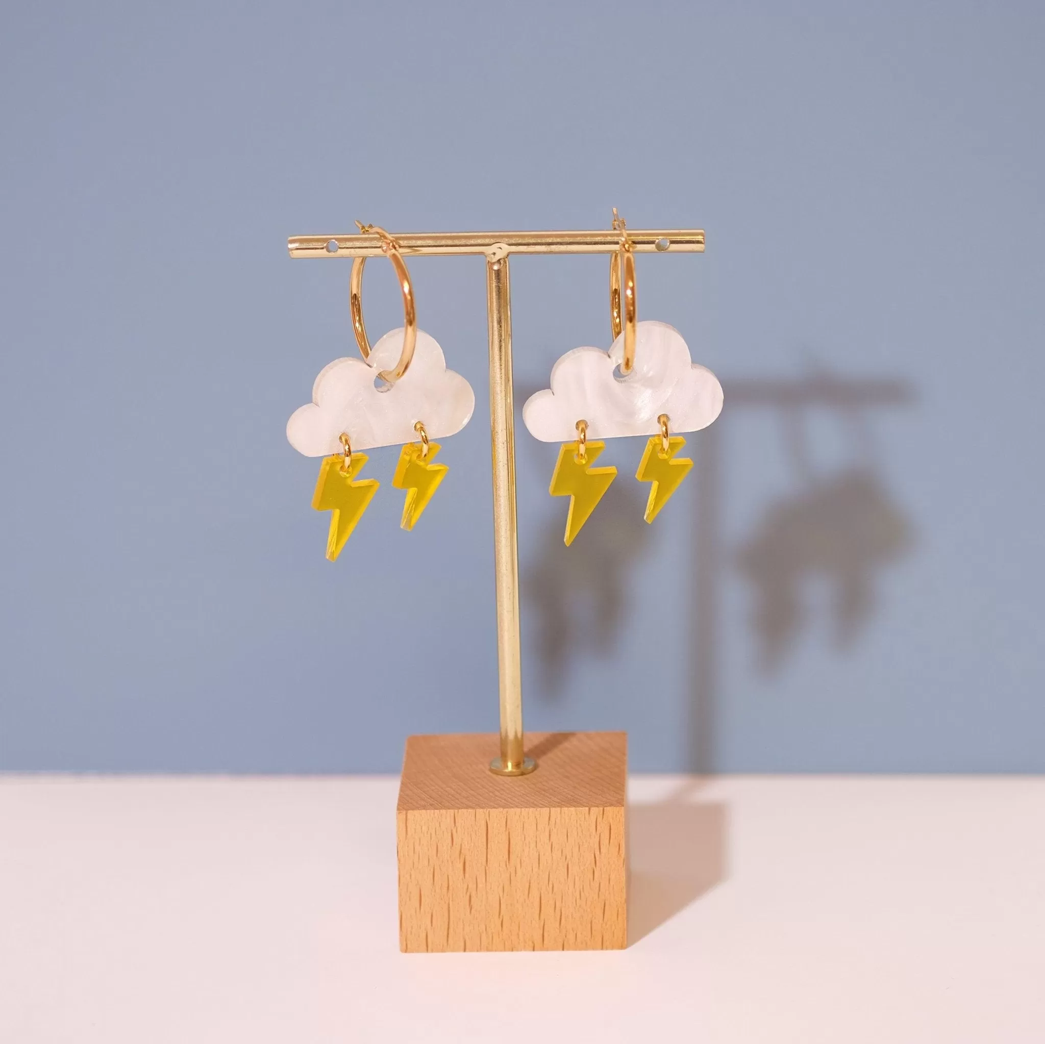 Lightning Thunder Cloud Hoop Earrings