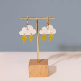 Lightning Thunder Cloud Hoop Earrings