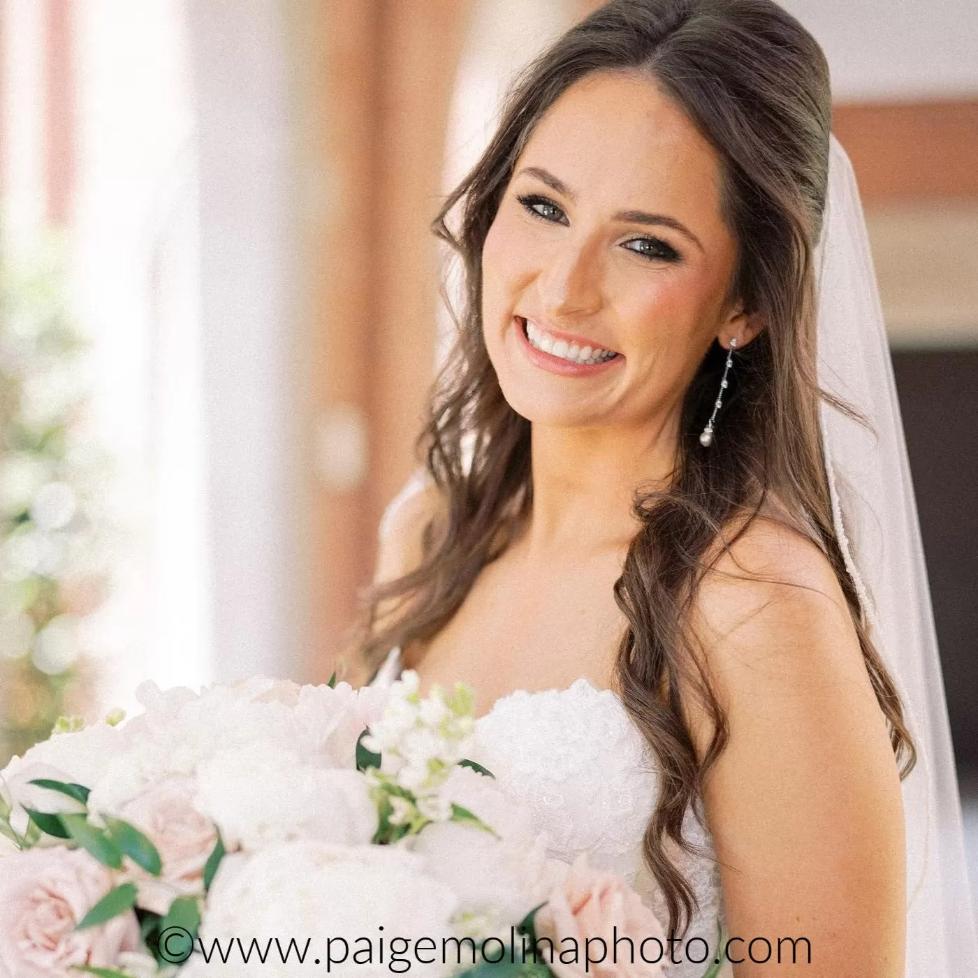 Long Gold Earrings for Brides-Ginger