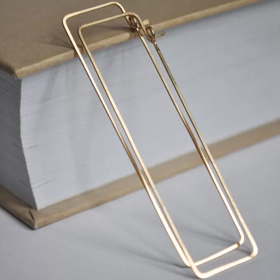 Long Rectangular Gold Hoop Earrings