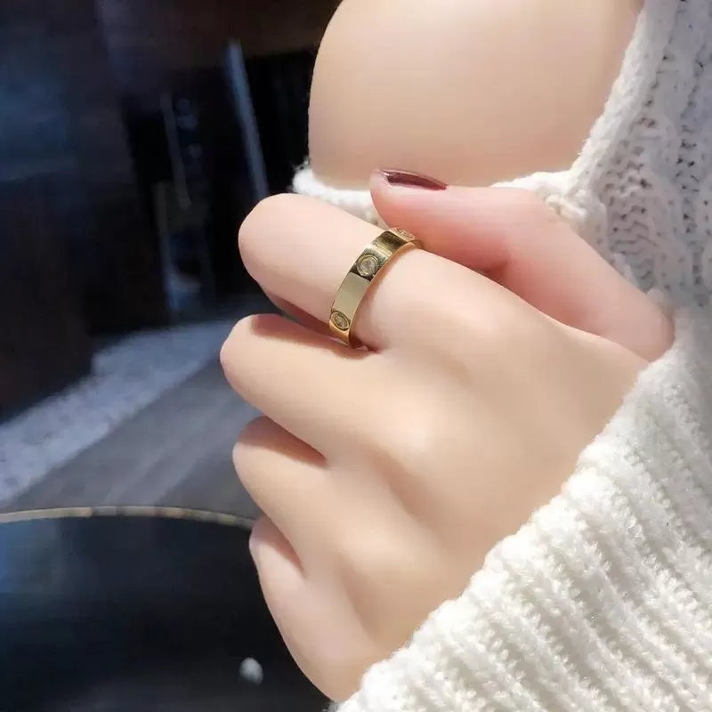 Love Ring Gold Stainless Steel Ring With Stone Crystal For Women S4831053