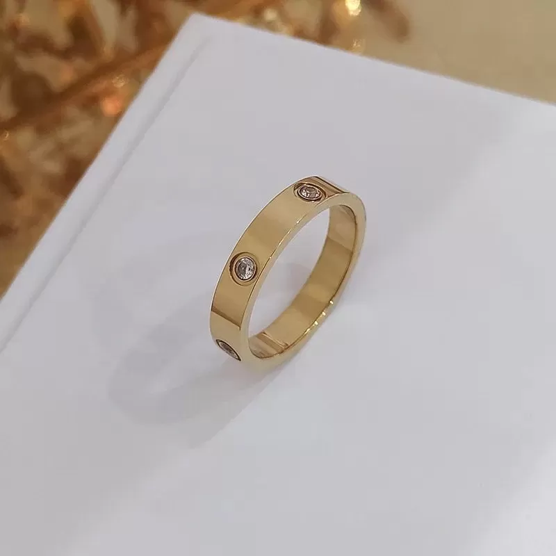 Love Ring Gold Stainless Steel Ring With Stone Crystal For Women S4831053