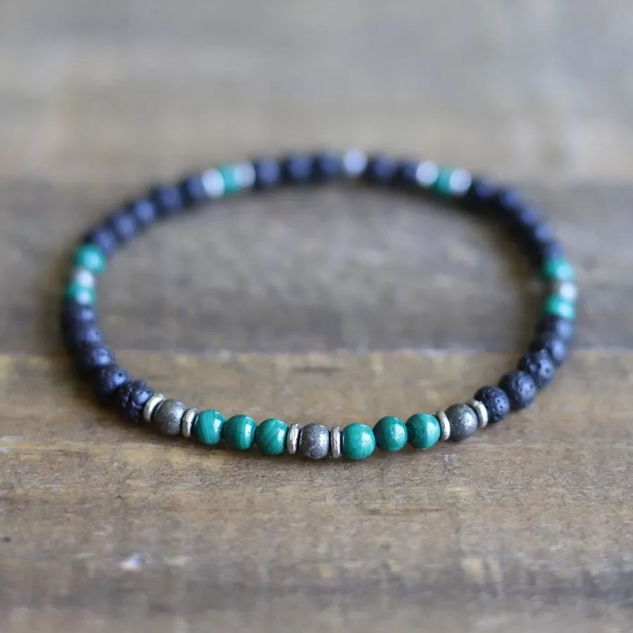 Malachite and Lava Men's Bracelet