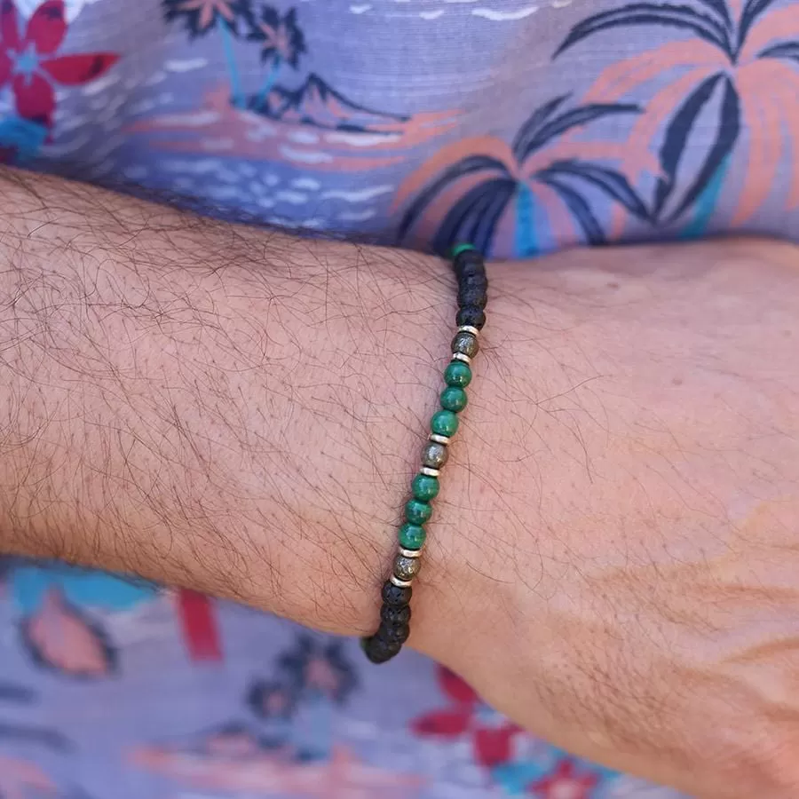 Malachite and Lava Men's Bracelet