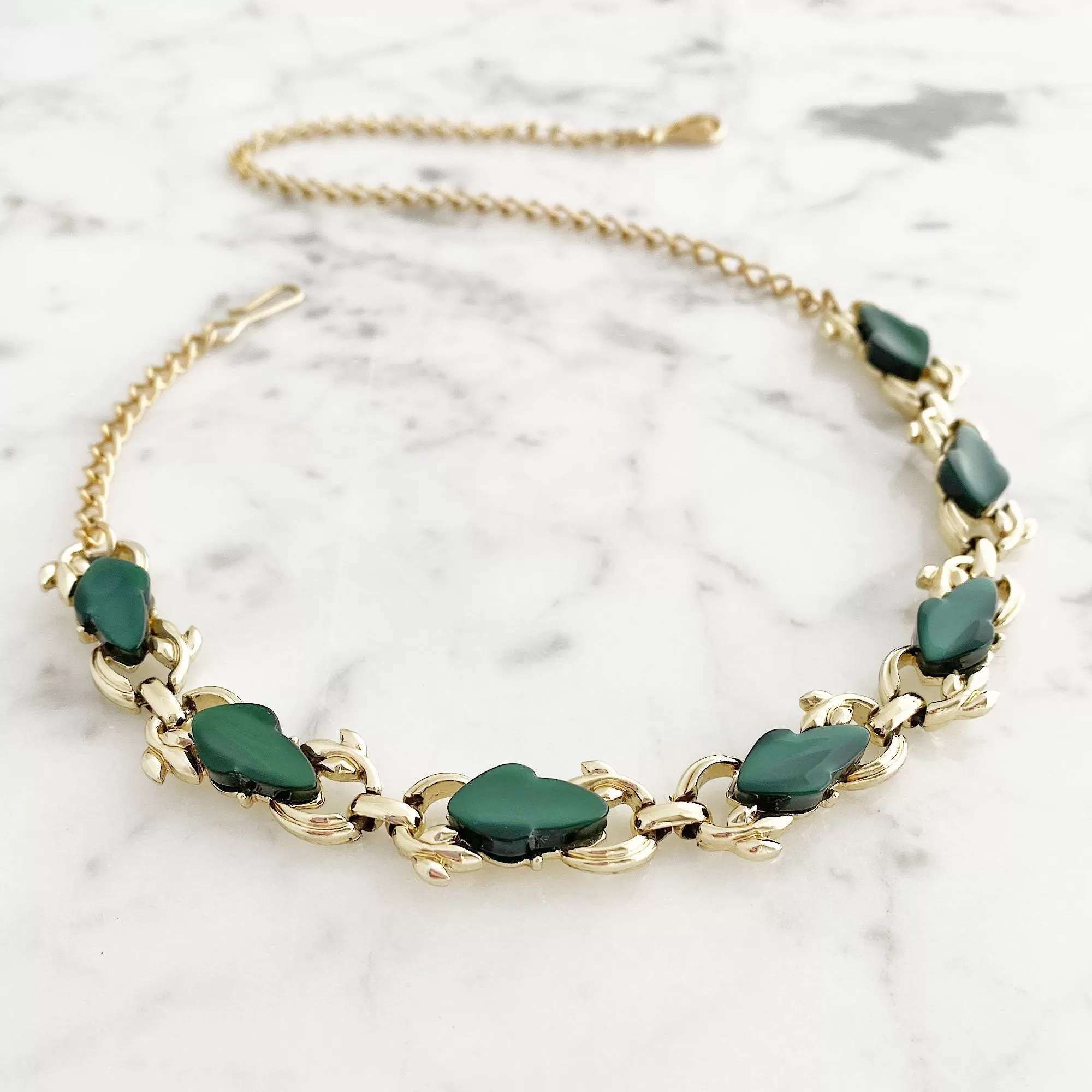 MALENA green and gold choker necklace