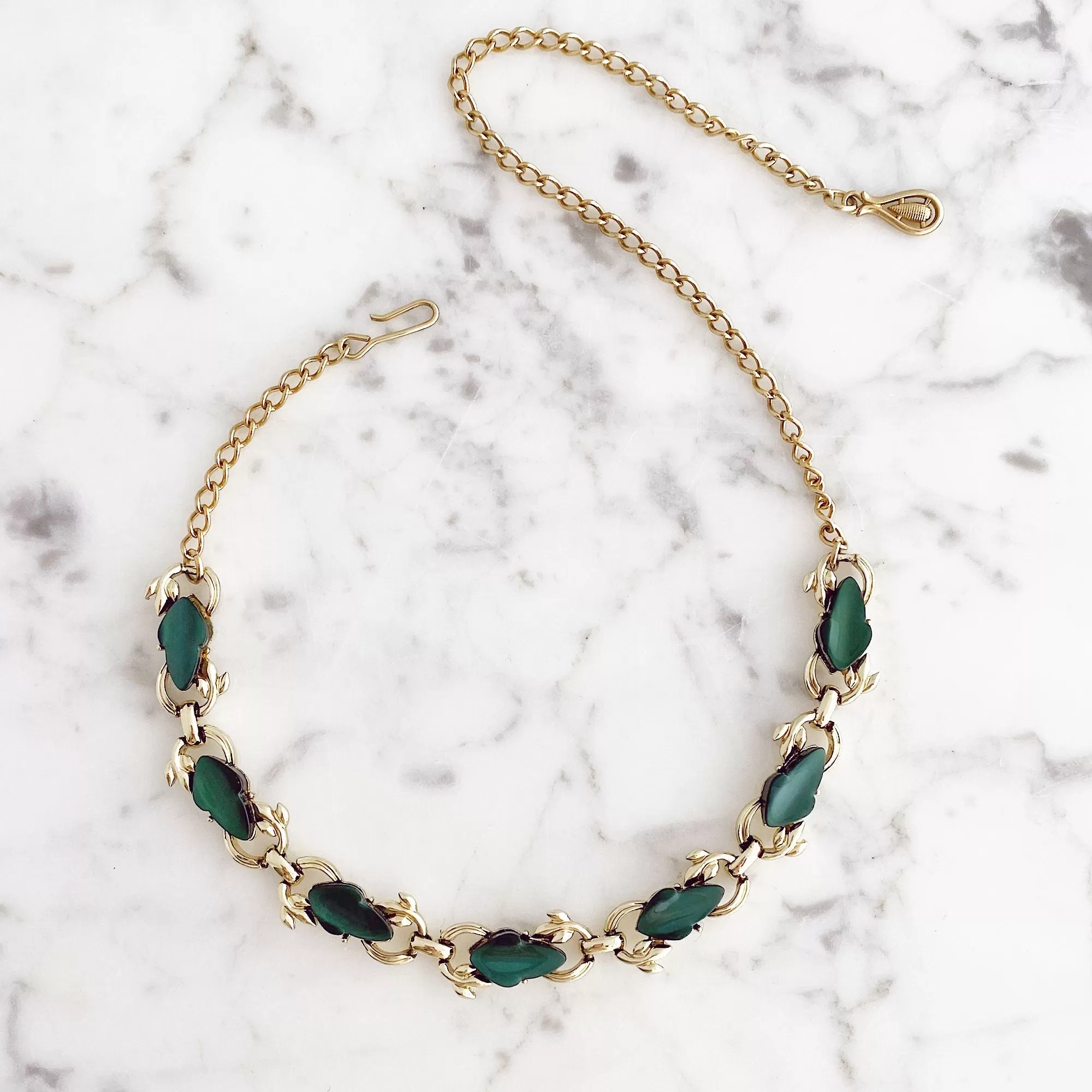 MALENA green and gold choker necklace