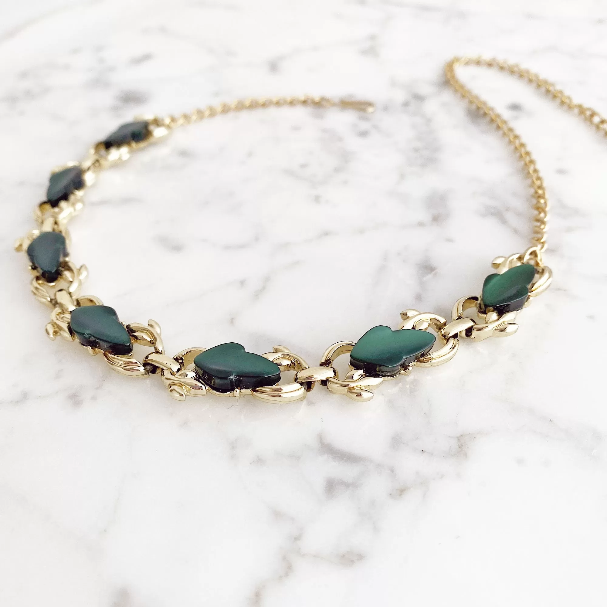 MALENA green and gold choker necklace