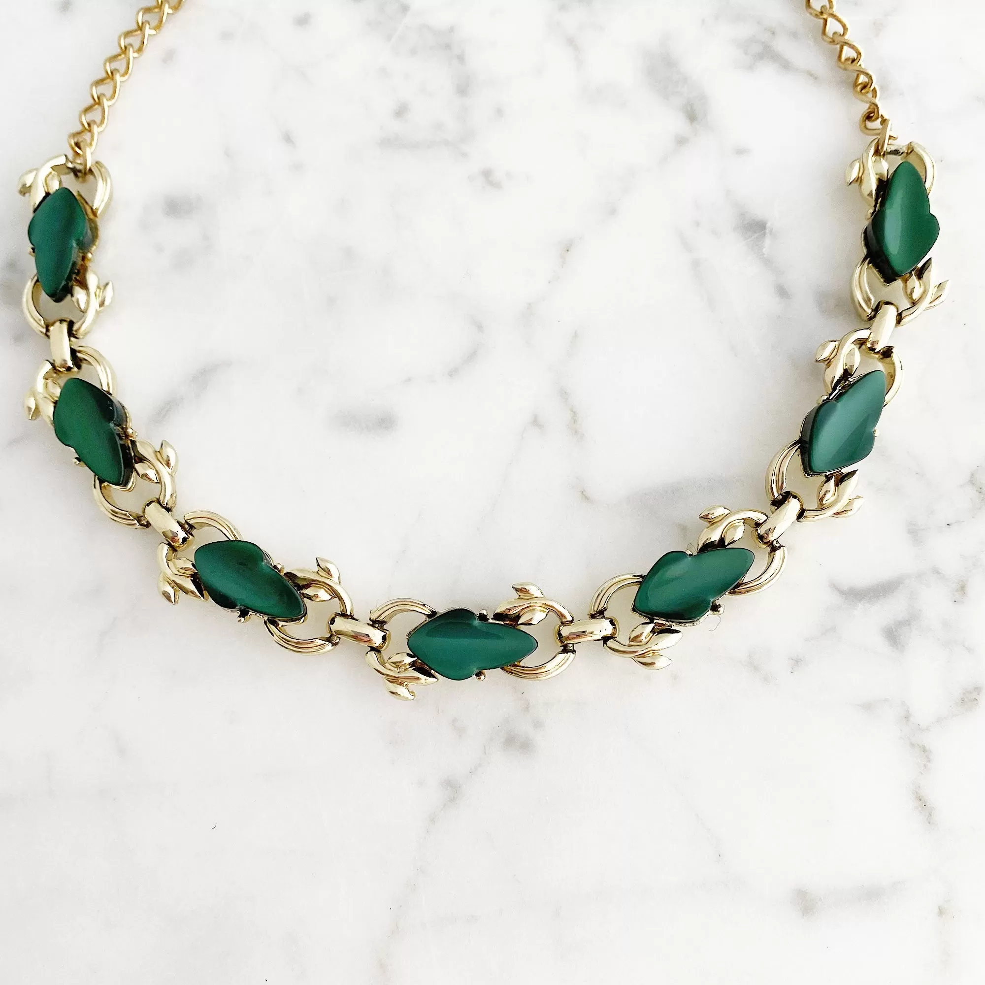 MALENA green and gold choker necklace