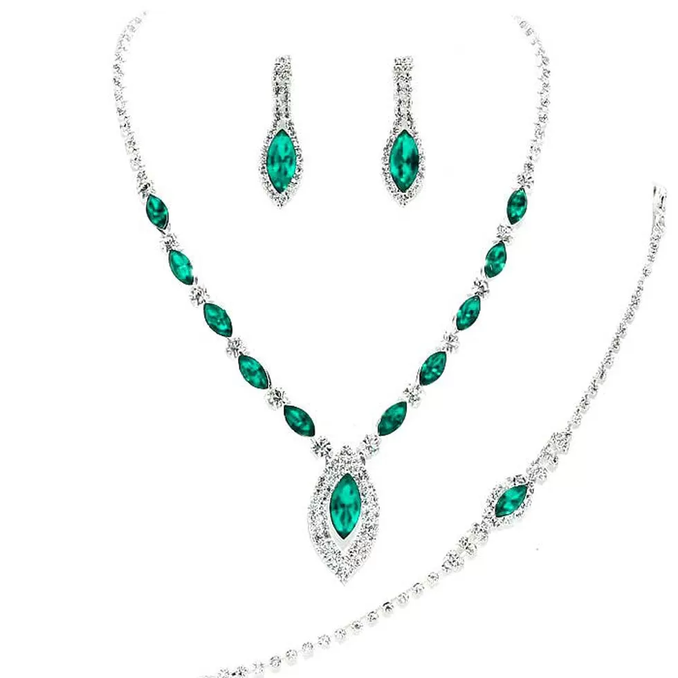 Marquise Rhinestone Necklace Jewelry Set