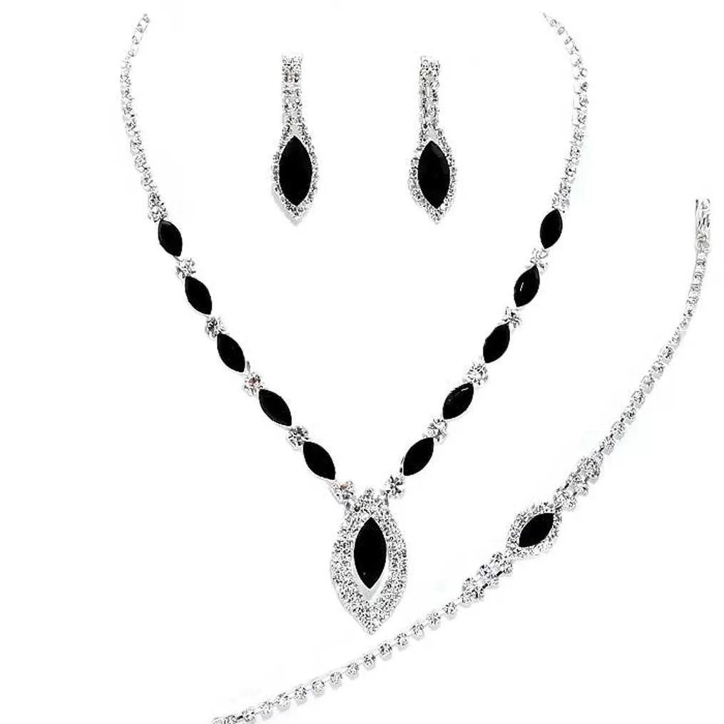 Marquise Rhinestone Necklace Jewelry Set