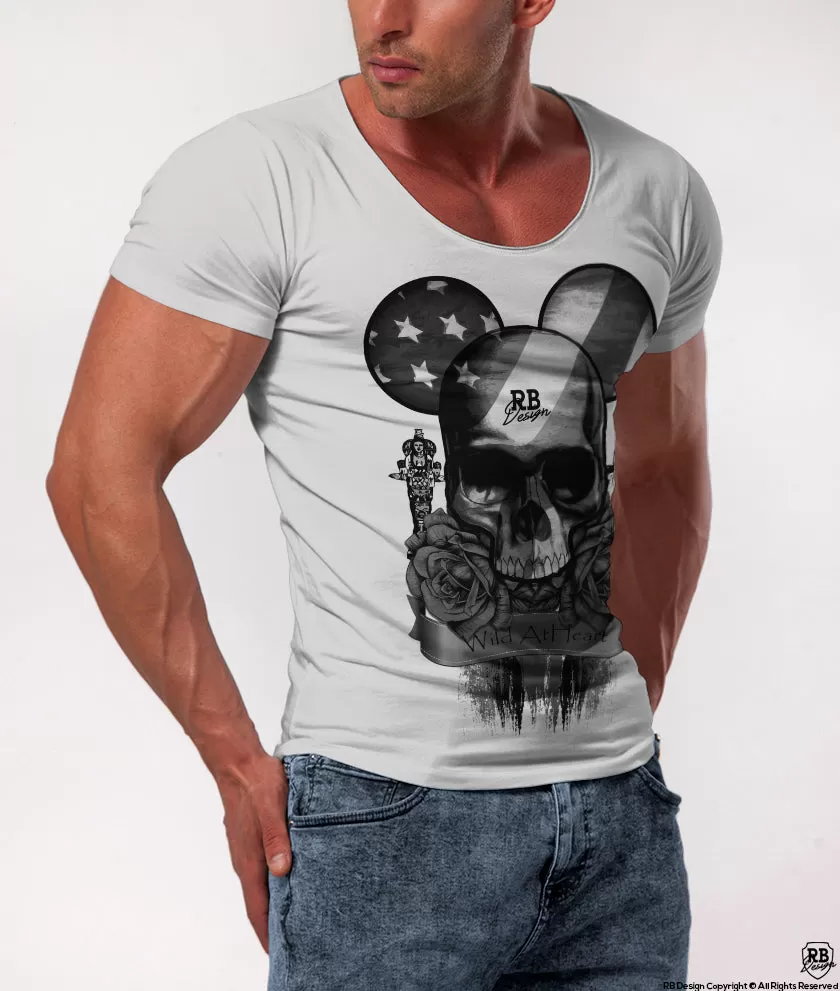 Men's T-shirt Designer Flowers Skull Tee "Mickey" RB Design Edition / color option / MD321