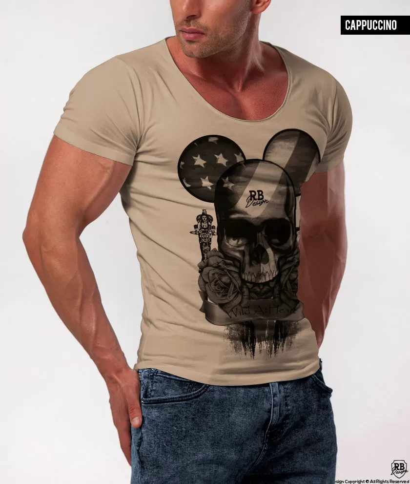 Men's T-shirt Designer Flowers Skull Tee "Mickey" RB Design Edition / color option / MD321