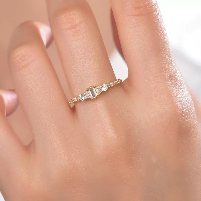 Minimalist Simulated diamond Engagement Ring