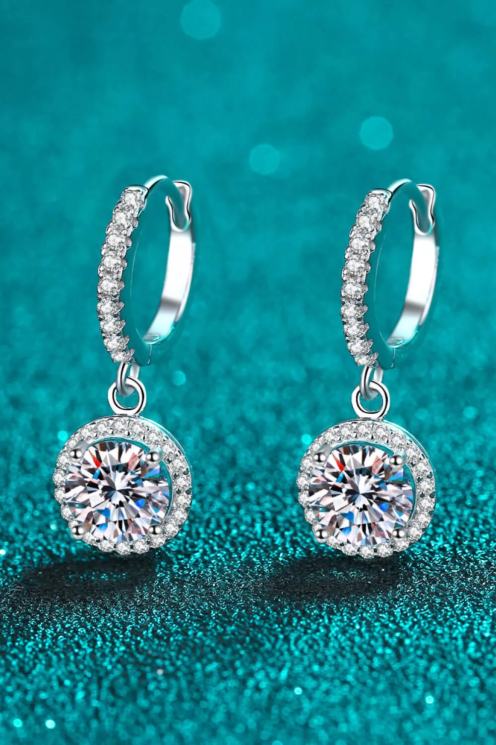 Moissanite 2 Ct Round-Shaped Drop Earrings