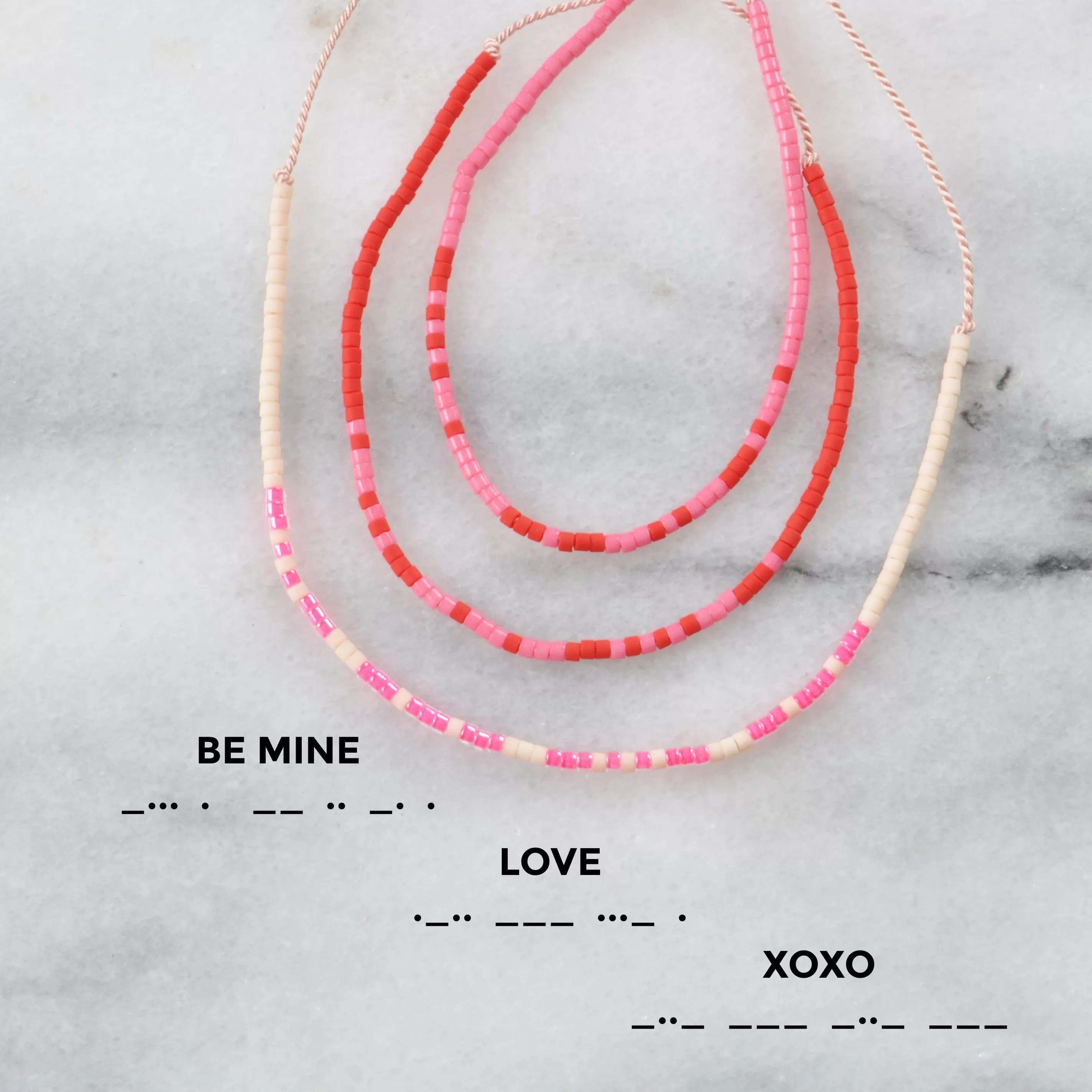 Morse Code Valentine String Bracelets