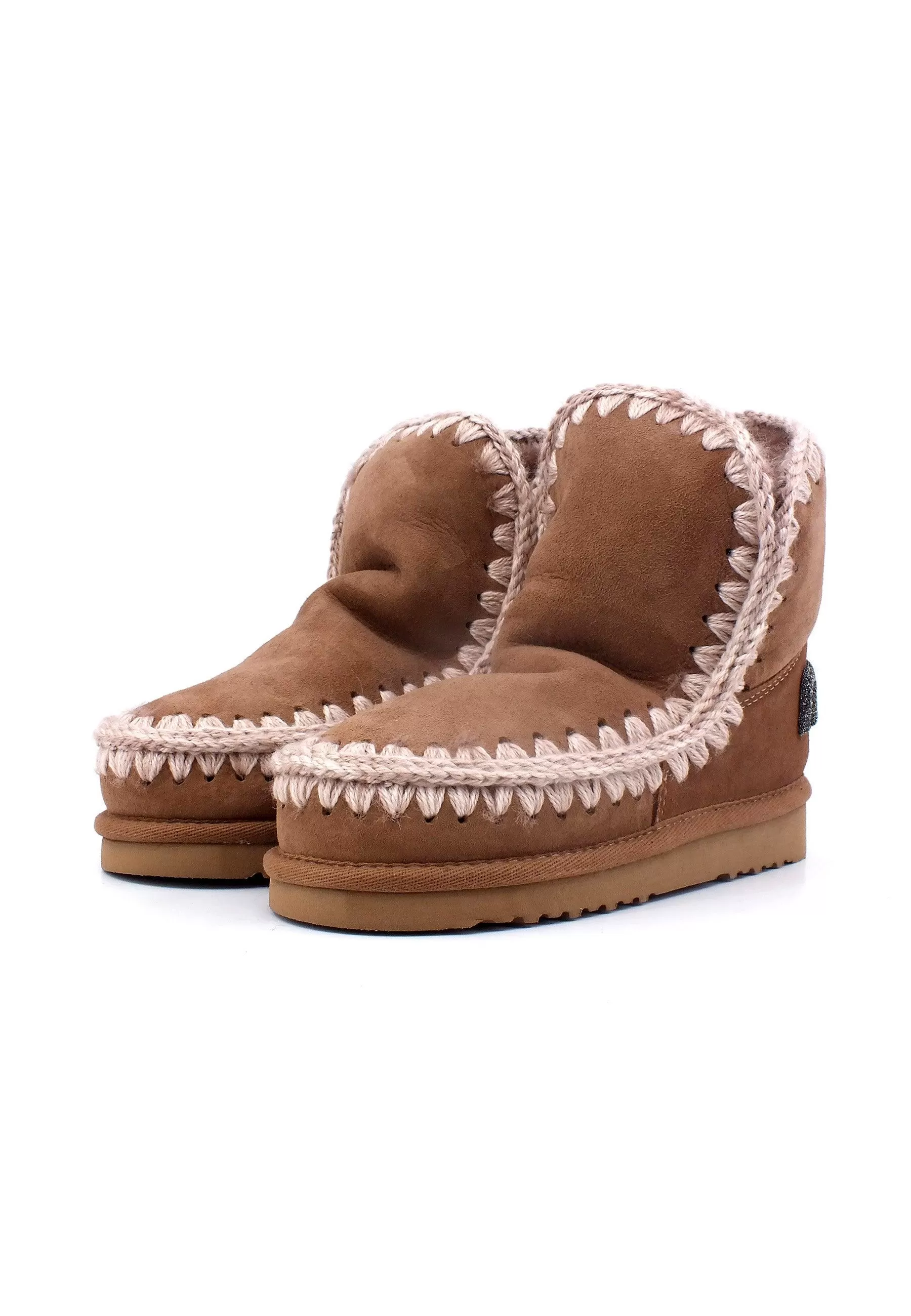 MOU Eskimo 18 Glitter Logo Stivaletto Pelo Donna Pink Brown MU.FW101050A