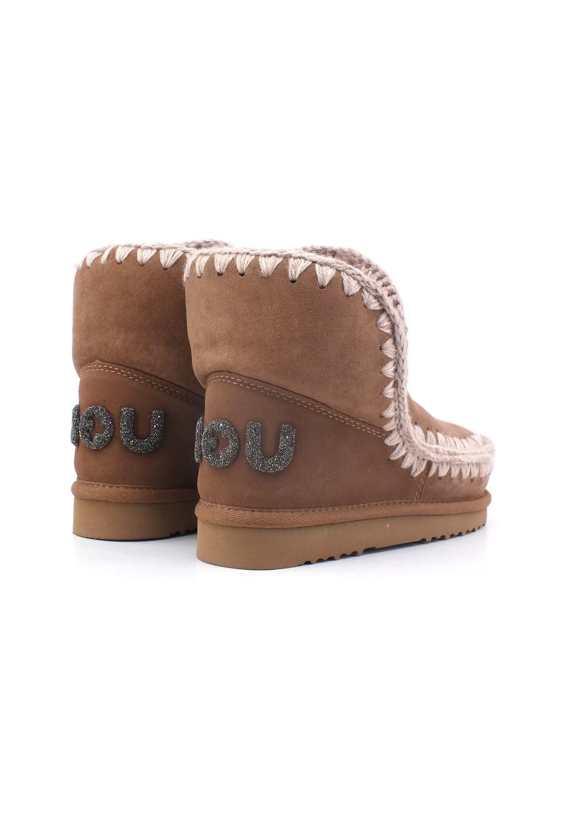 MOU Eskimo 18 Glitter Logo Stivaletto Pelo Donna Pink Brown MU.FW101050A