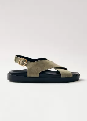 Nico Suede Khaki Leather Sandals