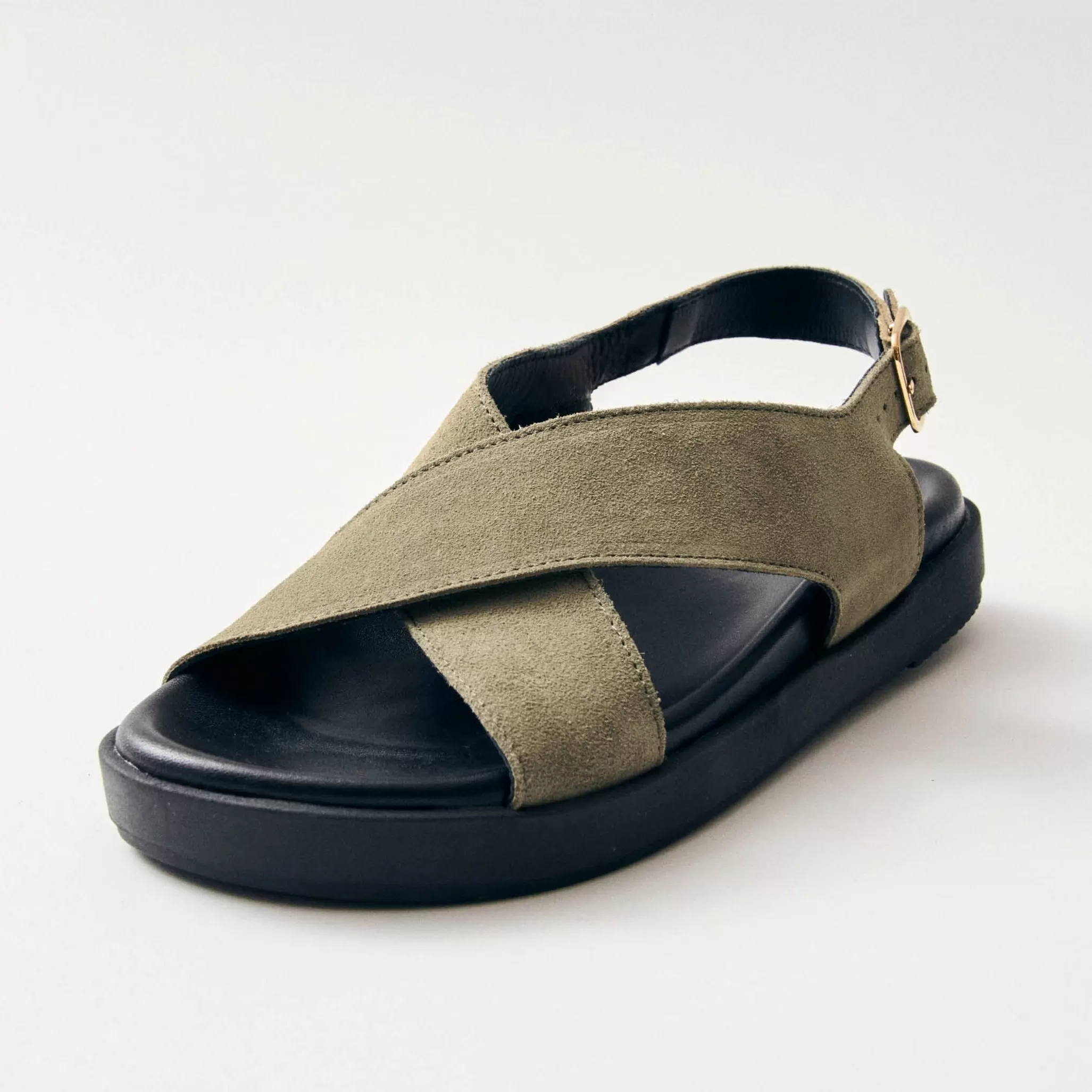 Nico Suede Khaki Leather Sandals