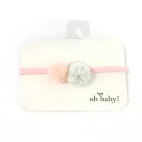 oh baby! Pom Poms Pale Pink/Silver on Nylon Headband